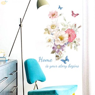 【VARSTR】Wall Sticker Beautiful Floral Wall Decals Removable Background DIY Decal