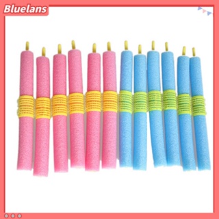 Bluelans ลูกกลิ้งฟองน้ํา ดัดผม ไร้ความร้อน DIY สําหรับร้านทําผม 12 ชิ้น