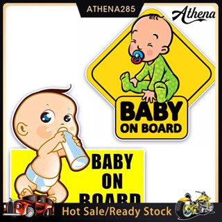 [COD]➤สติกเกอร์สะท้อนแสง ลายการ์ตูน Baby on Board สําหรับติดตกแต่งกระจกรถยนต์