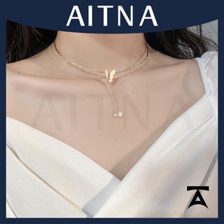 Aitna สร้อยคอโซ่ จี้รูปหยดน้ํา ผีเสื้อ สําหรับผู้หญิง