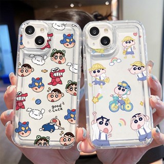 เคสโทรศัพท์มือถือแบบนิ่ม ใส กันกระแทก ลายการ์ตูนชินจัง สําหรับ iPhone 11 13 12 14 15 Pro Max XR X XS 7 8 Plus