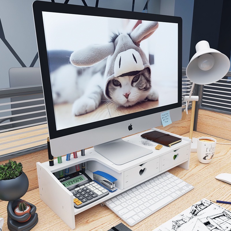 ปลีก/ส่ง ชั้นวางหน้าจอคอมพิวเตอร์ รุ่นสองหัวใจ ที่เก็บของและลิ้นชักอเนกประสงค์ - รูปที่ 4