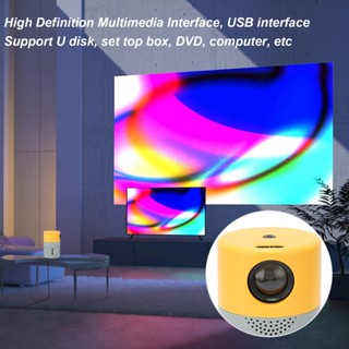 PC Mall.zr มินิโปรเจ็กเตอร์ HD 1080P Portable Cinematic Sound Dual Fan Cooling Movie Projector for DVD 100V‑240V