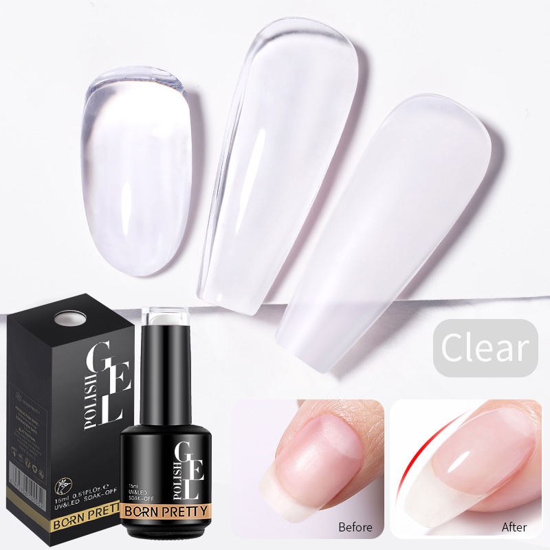 BORN PRETTY Clear Rubber Base Gel Nail Polish BuilderS Base Gel Nail Strengthener Soak Off กึ่งถาวร 15ml