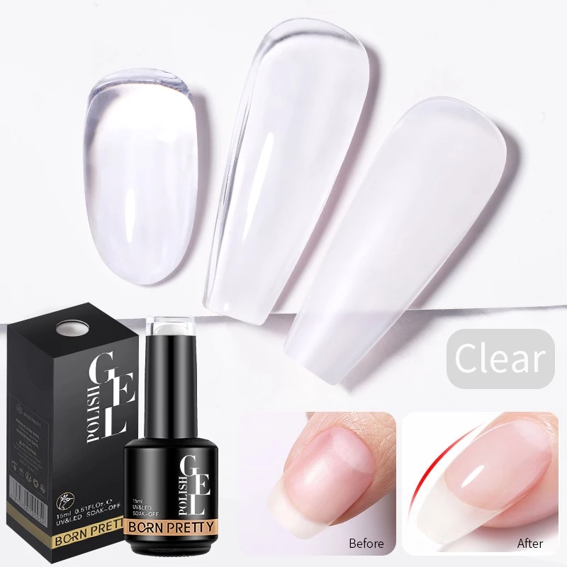 【Local】BORN PRETTY Clear Rubber Base Gel Nail Polish BuilderS Base Gel Nail Strengthener Soak Off กึ่งถาวร 15ml