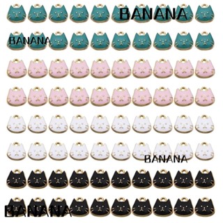 Banana1 จี้รูปแมวน่ารัก โลหะผสม 11 มม.*11 มม. 4 สี สําหรับทําเครื่องประดับ 80 ชิ้น