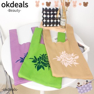 OKDEALS กระเป๋าสะพายไหล่ ทรงโท้ท ประดับโบว์ นํากลับมาใช้ใหม่ได้ สําหรับผู้หญิง