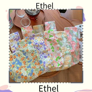 Ethel1 กระเป๋าถือ กระเป๋าใส่เหรียญ ทรงโท้ท ลายดอกไม้ กระต่าย สตรอเบอร์รี่ ความจุสูง ใช้ซ้ําได้ สําหรับผู้หญิง