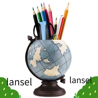 LANSEL ที่วางปากกา ดินสอ เรซิ่น รูปลูกโลก สีฟ้า สําหรับตกแต่งสํานักงาน