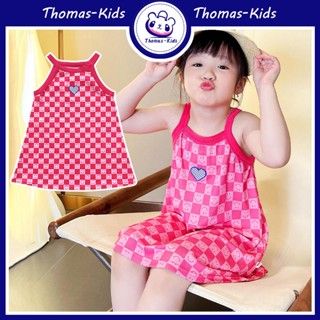 [THOMAS Kids] ชุดเดรสกระโปรง พิมพ์ลาย สีชมพู สําหรับเด็กผู้หญิง อายุ 2-10 ปี