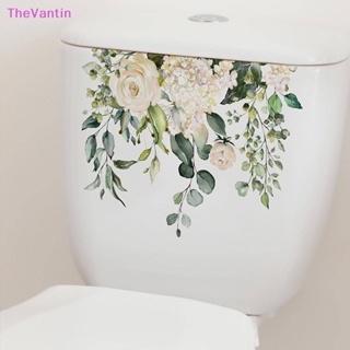 Thevantin สติกเกอร์ติดผนัง ลายดอกไม้ ใบไม้ สีเขียว มีกาวในตัว สําหรับตกแต่งบ้าน ห้องน้ํา ห้องนั่งเล่น ตู้