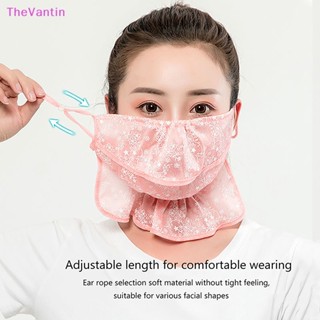 Thevantin ผ้าคลุมหน้า กันฝุ่น ระบายอากาศ ลายดอกไม้ ลูกไม้ เหมาะกับฤดูร้อน สําหรับผู้หญิง