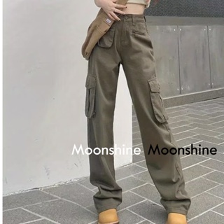 Moon  กางเกงขายาว คาร์โก้ กางเกง เชือกอเมริกันคลาสิค Cargo pants 2023 NEW 072526 สบาย สวย ทันสมัย Stylish A90M0AW 36Z230909