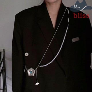 Bliss สร้อยคอโซ่ยาว ประดับไข่มุก ลายดอกไม้ สําหรับผู้หญิง