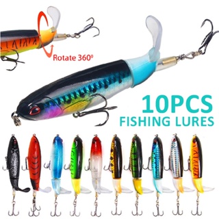 10x Fishing Lures Bait 13g/10cm Whopper Plopper Topwater Floating Rotating Tail