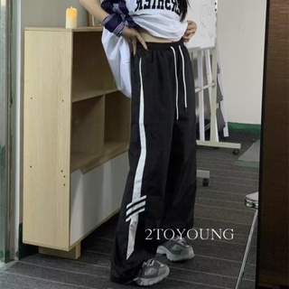 2TOYOUNG  กางเกงขายาว คาร์โก้ กางเกง เชือกอเมริกันคลาสิค Cargo pants 2023 NEW 072554 fashion ทันสมัย สบาย สไตล์เกาหลี A90M06A 36Z230909