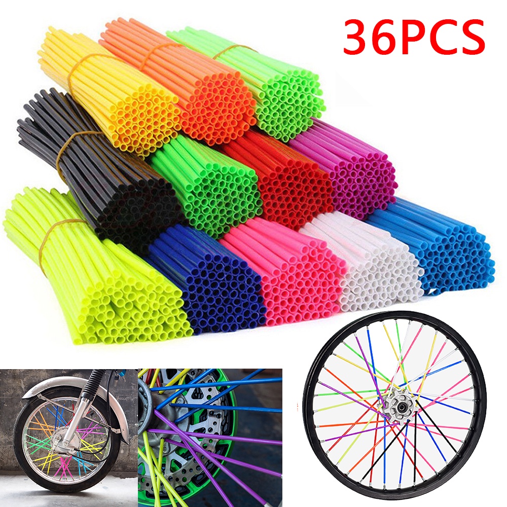 36 ชิ้น 24 ซม. / 17 ซม. วัตถุประสงค์ทั่วไป วิบาก ซี่ ปลอก ขอบ วิบาก ชุดซี่ล้อ ป้องกันผิว ครอบคลุม จักรยานวิบาก