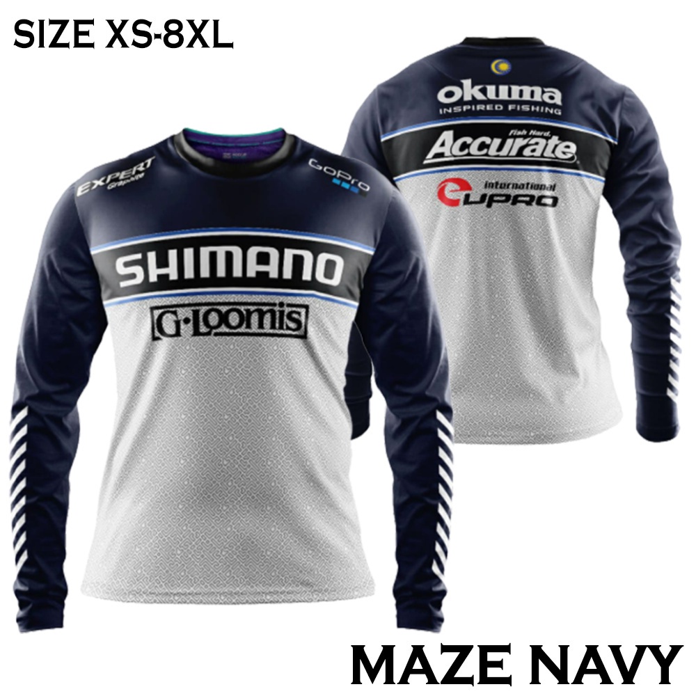 เสื้อกีฬาตกปลา Baju Pancing SHIMANO G-LOOMiS | เสื้อผ้า ป้องกันรังสียูวี สําหรับตกปลา | Shimano MAZE EUPRO ไซซ์ XS - 8XL