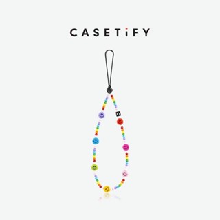 Casetify สายโซ่คล้องข้อมือสั้น กันหาย ลายหน้ายิ้ม สีรุ้ง หลากสี สําหรับห้อยโทรศัพท์มือถือ