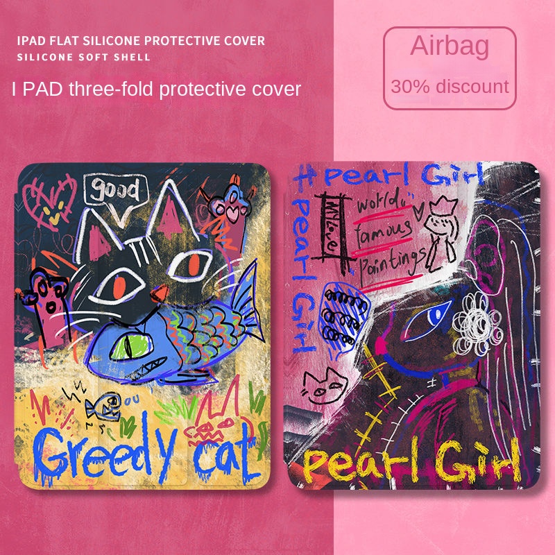 Gen10 2022 เคส แบบใส ลายกราฟฟิตี้แมว พร้อมช่องใส่ปากกา รูปที่ 4