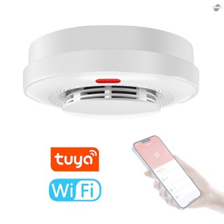 {fly} Tuya เครื่องตรวจจับควัน Wifi ป้องกันไฟไหม้ เซ็นเซอร์เตือนเสียง โทรศัพท์มือถือ APP รีโมตกดแจ้งเตือน พร้อมฟังก์ชั่นยกเลิกสัญญาณเตือน