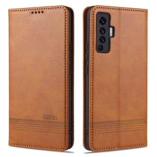 เคสโทรศัพท์หนัง ฝาพับ กันกระแทก พร้อมช่องใส่บัตร สําหรับ Vivo X30 X50 Pro X50 Pro