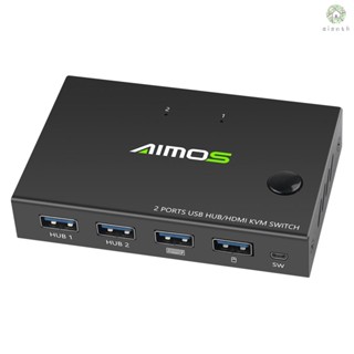 [DZ] Aimos AM-KVM201CC สวิตช์ HDMI KVM 2 พอร์ต รองรับ 4K*2K@30Hz HDMI KVM Switcher คีย์บอร์ด เมาส์ USB