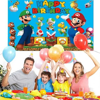 Super Mario Backdrop Video Game Background Cloth  Birthday Party Banner Decor