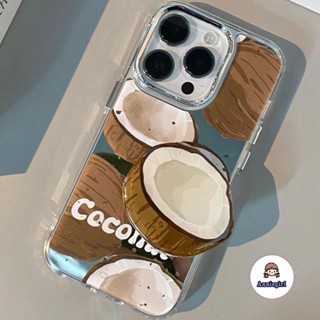 เคสโทรศัพท์มือถือกระจก กันตก ลายมะพร้าว สําหรับ IPhone 11 14 Pro Max 12Pro 13Promax XS XR