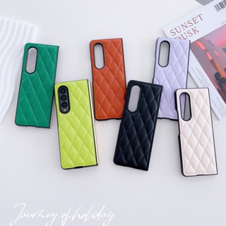 เคสโทรศัพท์มือถือหนัง Pu กันกระแทก ลายตาราง สําหรับ Samsung Galaxy Z Fold 3 Flod 4 Z Fold 5