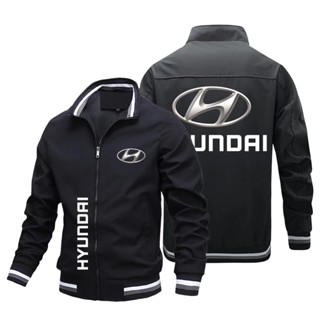 Hyundai LOGO baseball uniform car shop custom work clothes PALISADE Sonata Elantra Santa Fe Tucson GENESIS Veloster Azera ix25 IX35 outdoor driving stand collar large size long-sleeved sweater Aviator Jacket