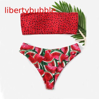 【libertybubbler】ชุดว่ายน้ําบิกินี่ ดันทรง พิมพ์ลาย สําหรับผู้หญิง