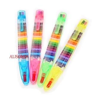Alisond1 ดินสอสี 20 สี / ชุด ปลอดภัย และปลอดสารพิษ ปากกาวาดภาพสีน้ํามัน สีพาสเทล ปากกาสลับดินสอสี วาดภาพระบายสี ปากกาวาดภาพ