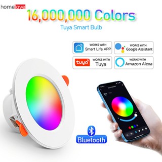 หลอดไฟ LED อัจฉริยะ Rgb ดาวน์ไลท์ที่รองรับ Bluetooth โคมสปอตไลท์สีสันสดใสฝังไฟกลม โคมไฟบ้านอัจฉริยะ Rgb110v-220v homelove