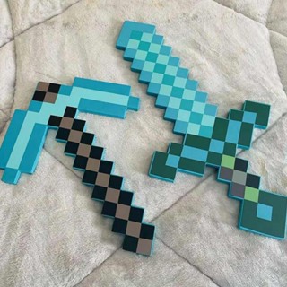 Minecraft Cartoon Cosplay Toys Mosaic Eva Toy My World Blue Diamond Sword Toy Axe Soft Eva Foam Toy Steve Sword Kids Christmas Gift