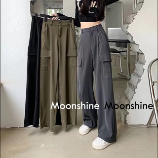 Moon  กางเกงขายาว คาร์โก้ กางเกง เชือกอเมริกันคลาสิค Cargo pants 2023 NEW 080218 ทันสมัย สวยงาม รุ่นใหม่ ทันสมัย A20M020 36Z230909