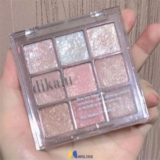 Dikalu Milk Tea Nine Color Eye Shadow Plate Pearlescent Matte Nine Palace อายแชโดว์ Nine Color Transparent Acrylic Nude Color System MOLISA