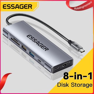 ESSAGER ❤ อะแดปเตอร์ฮับ USB C เป็น 4K HDMI PD100W 8-in-1 สําหรับ Macbook Pro Air M1 M2