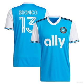 Ani 2023 MLS Brandt Bronico Charlotte FC Jersey เสื้อยืดลําลอง แขนสั้น สีฟ้า เหมาะกับการเล่นกีฬา พลัสไซซ์