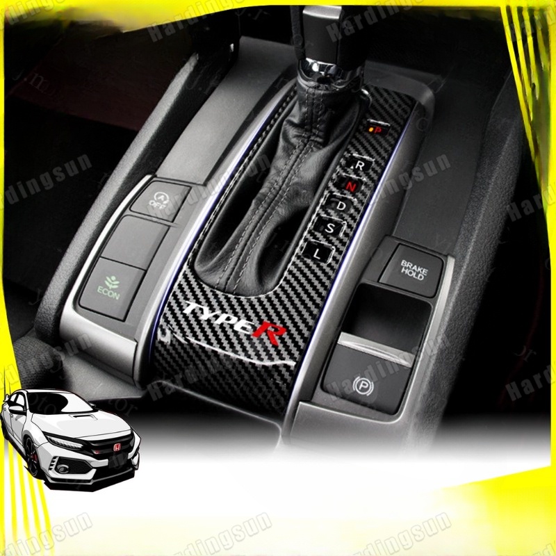2016-2021 Honda Civic Fc แผงเกียร์ฝาครอบเกียร์ Shift Letter Stall สติกเกอร์ Trim คาร์บอนไฟเบอร์ออกแบบ