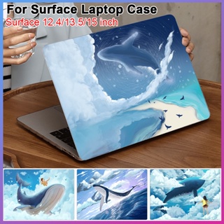 Whale Printed Case Microsoft Surface Laptop 3 4 5 Go 2 12.4 13.5 Inch Hard Matte Crystal Transparent Case Cover Accessories Front And Back Protector 	 2BA0