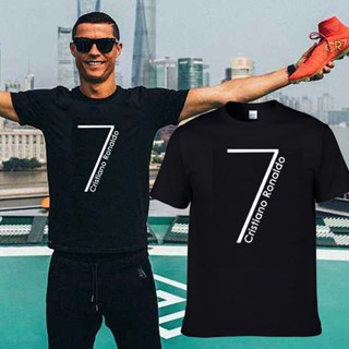 Cristiano Ronaldo คริสเตียโน โรนัลโด ขนาดเดียวกัน 7 พิมพ์เสื้อยืดแขนสั้นผ้าฝ้าย 100% ระบายอากาศได้