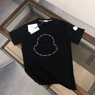 V2MS 2023 Moncler mens and womens summer loose masked wash cotton casual round neck short sleeve T-shirt couple short sleeve