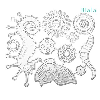 Blala Steampunk Gear Flying Seahorse แผ่นแม่แบบโลหะ ตัดลายฉลุ สําหรับตกแต่งสมุด อัลบั้ม แสตมป์ กระดาษ การ์ด แฮนด์เมด DIY