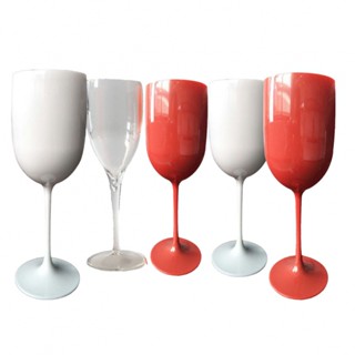 Goblet ใหม่ แก้วน้ําพลาสติก ความจุ 401-500 มล. สีแดง สําหรับงานเลี้ยง 1 ชิ้น