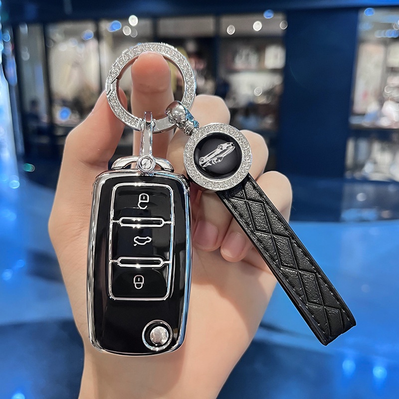 TPU ฝาครอบกุญแจรถ Fob พวงกุญแจสําหรับ VW Volkswagen Polo Golf Passat Beetle แคดดี้ Tiguan Skoda Octavia Kodiaq ที่นั่ง Leon Altea