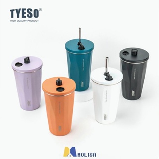 Original Tyeso สูญญากาศฉนวนขวด Tumbler พร้อมฟางแบบพกพาสแตนเลสขวดน้ำกีฬา600Ml MOLISA MOLISA