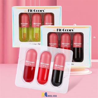 3ชิ้นชุดไม่มีสีลิปกลอสเพิ่มลิป/ชุ่มชื้น/ติดทนนาน MOLISA MOLISA