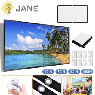 Jane โปรเจคเตอร์ความละเอียดสูง หน้าจอสีขาว 60-100 นิ้ว 16:9 หน้าจอโปรเจคเตอร์ และอุปกรณ์เสริม แบบพกพา แบบนิ่ม HD เรียบง่าย สําหรับบ้าน ตั้งแคมป์กลางแจ้ง