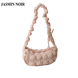 Jasmin NOIR กระเป๋าสะพายไหล่ กระเป๋าถือ ผ้าไนล่อน ลายสก๊อต ลําลอง สําหรับสตรี